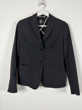 Bogner Women's US 8 Black Blazer Peak Lapel Two Button Stretch Jacket Pockets